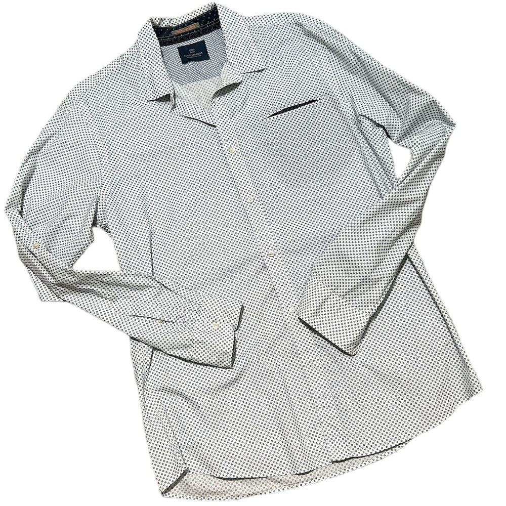 Scotch & Soda Dress Shirt Button Up Cotton XL Navy on White Long Sleeve